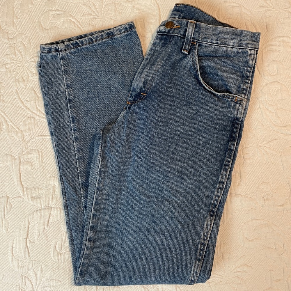 Mens Rustler Regular Fit Straight Leg Medium Wash 87619SW Blue Jeans 29x30
